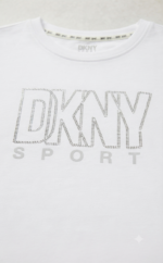 DKNY Women's Sport Boxy Cropped Rhinestone Logo T-Shirt - Image 2