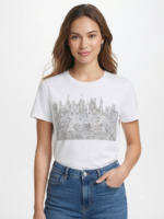 DKNY Sport Rhinestone Cityscape Short Sleeve Women's T-Shirt NWT - Image 6
