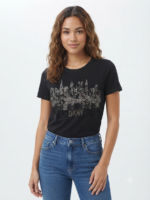 DKNY Sport Rhinestone Cityscape Short Sleeve Women's T-Shirt NWT - Image 3