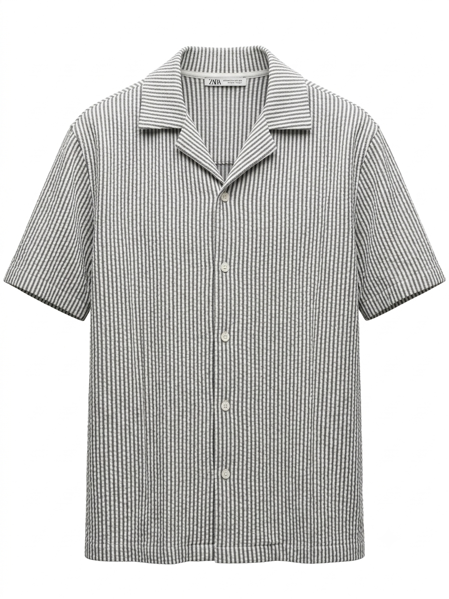 ZARA Striped Short-Sleeve Shirt