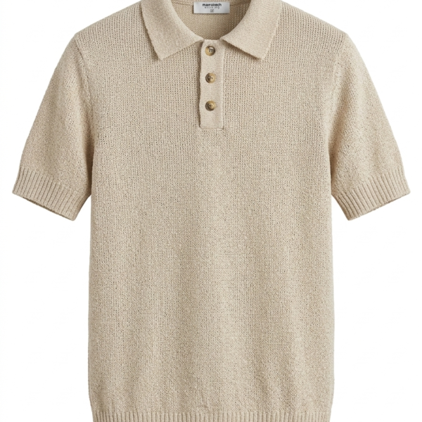 Men's Textured Knit Polo Shirt
