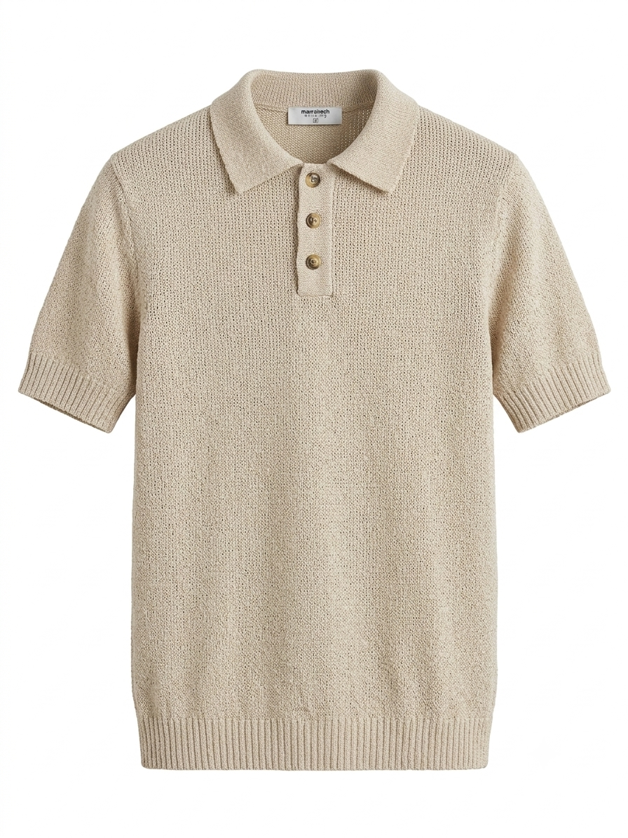 Men's Textured Knit Polo Shirt