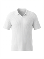 Ribbed Knitted Polo Shirt - Image 14