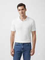 Ribbed Knitted Polo Shirt - Image 16