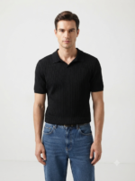 Ribbed Knitted Polo Shirt - Image 13