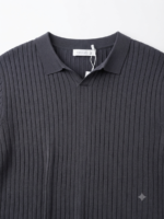 Ribbed Knitted Polo Shirt - Image 9