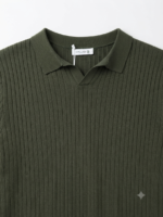 Ribbed Knitted Polo Shirt - Image 3