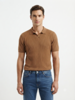 Ribbed Knitted Polo Shirt - Image 7