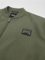 BOSS Men's Lightweight Waterproof Bomber Jacket – Olive Green - Image 3
