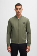 BOSS Men's Lightweight Waterproof Bomber Jacket – Olive Green - Image 2
