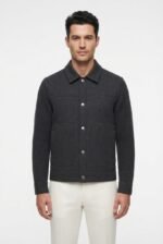 Loro Piana Men’s Herringbone Cashmere-Wool Bomber Jacket - Image 6