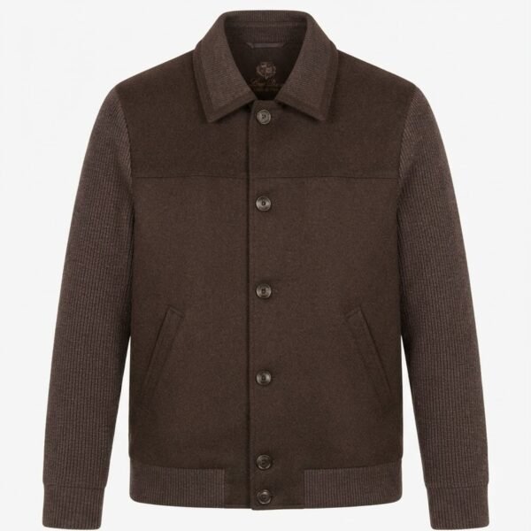 Loro Piana Men's Navy Wool & Knit Sleeve Bomber Jacket