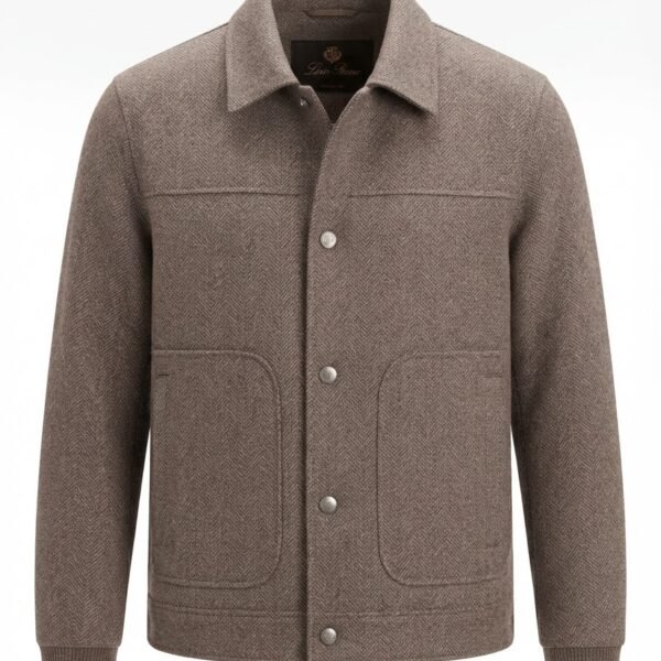 Loro Piana Men’s Herringbone Cashmere-Wool Bomber Jacket